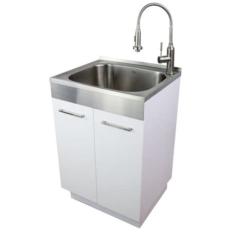 stainless steel laundry utility sink and cabinet|freestanding laundry sink with cabinet.